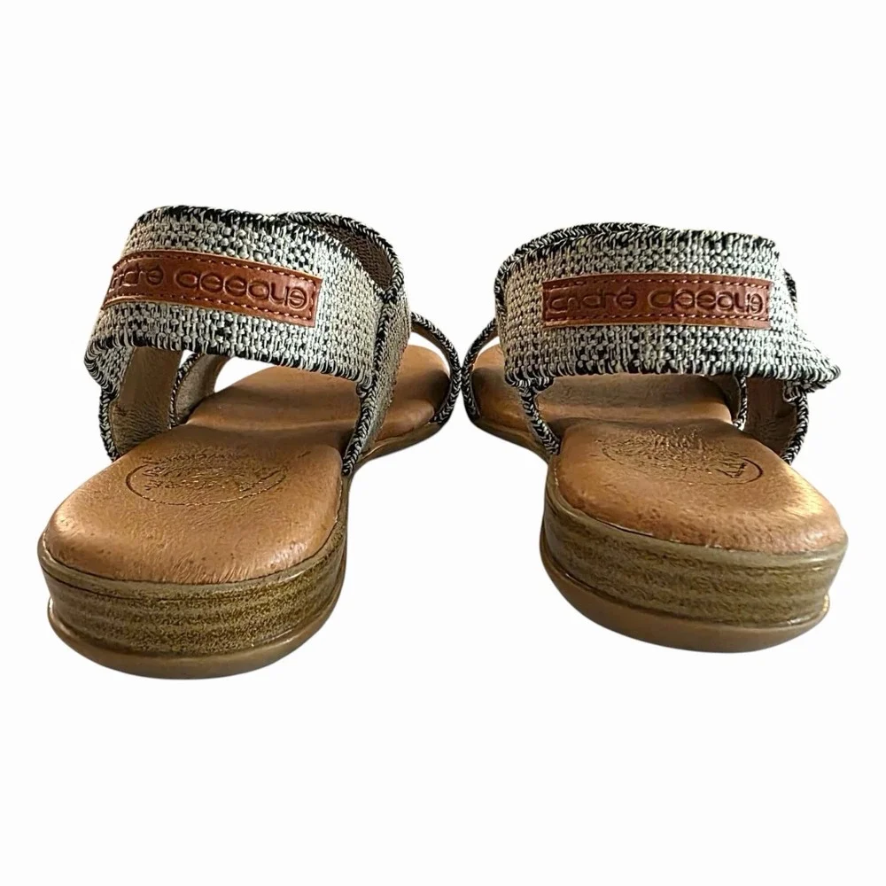 Andre Assous Featherweight Sandals Womens 7 Woven Strap Spain Comfort